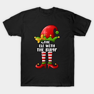 Funny Christmas Pregnancy Announcement The Elf With The Bump T-Shirt